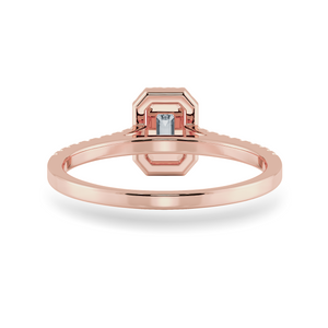 0.70cts. Emerald Cut Solitaire Halo Diamond Shank 18K Rose Gold Ring JL AU 1197R-B   Jewelove.US