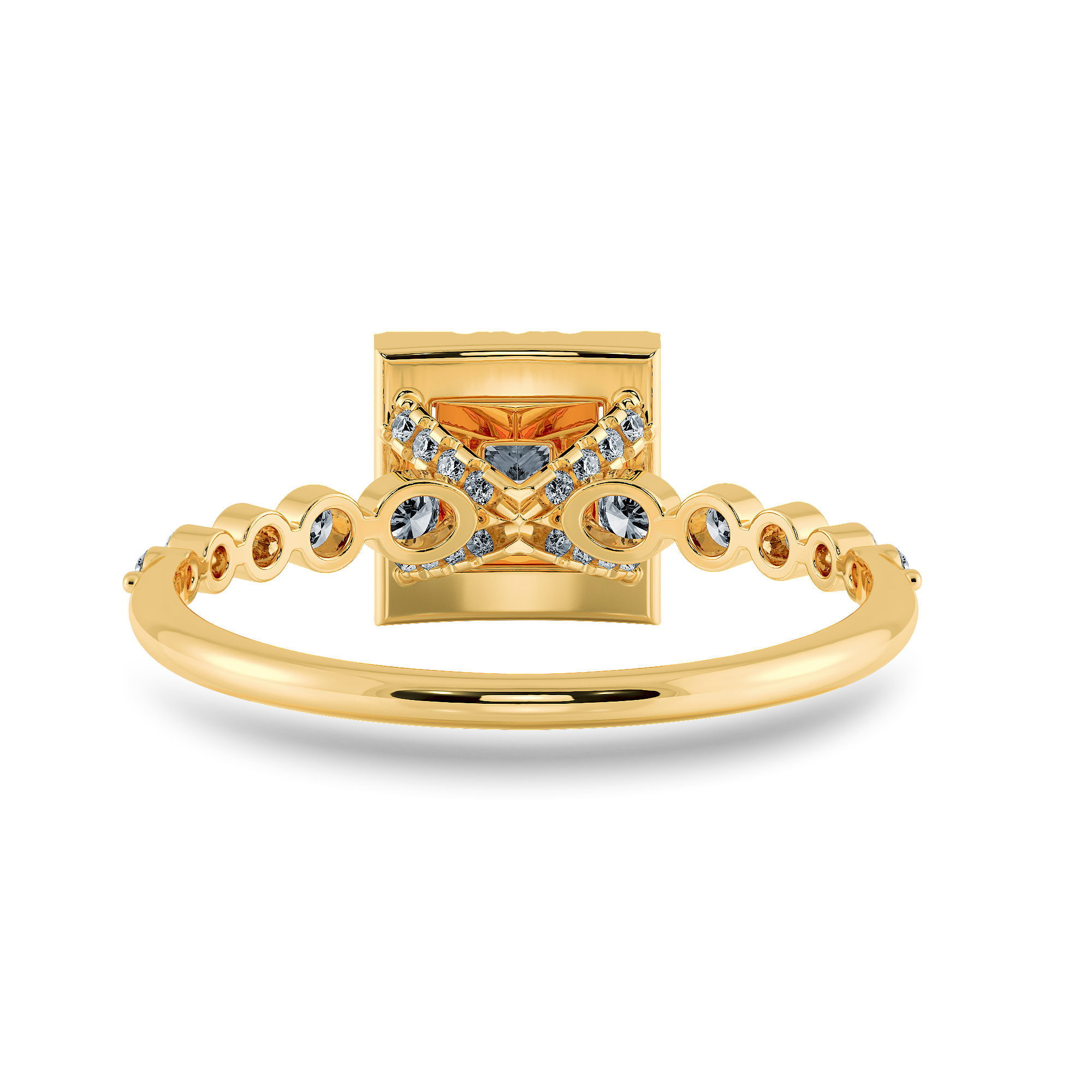 0.50cts. Princess Cut Solitaire Halo Diamond Accents 18K Yellow Gold Ring JL AU 2003Y-A   Jewelove.US