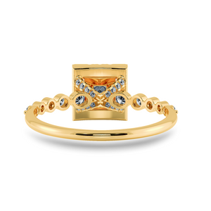 0.50cts. Princess Cut Solitaire Halo Diamond Accents 18K Yellow Gold Ring JL AU 2003Y-A   Jewelove.US