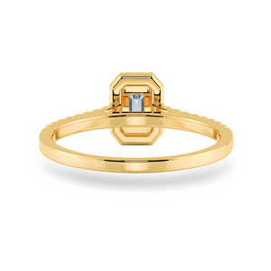 0.50cts. Emerald Cut Solitaire Halo Diamond Shank 18K Yellow Gold Ring JL AU 1197Y-A   Jewelove.US