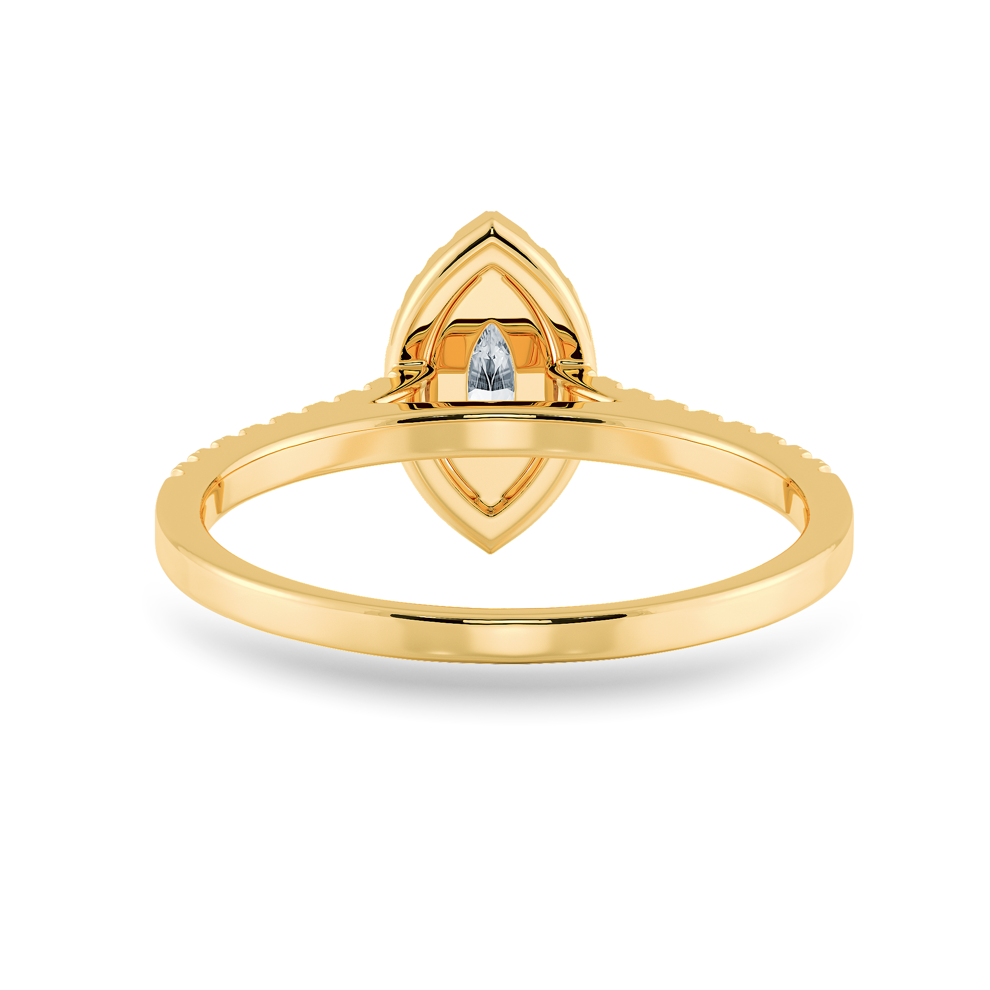 30-Pointer Marquise Cut Solitaire Halo Diamond Shank 18K Yellow Gold Ring JL AU 1201Y   Jewelove.US