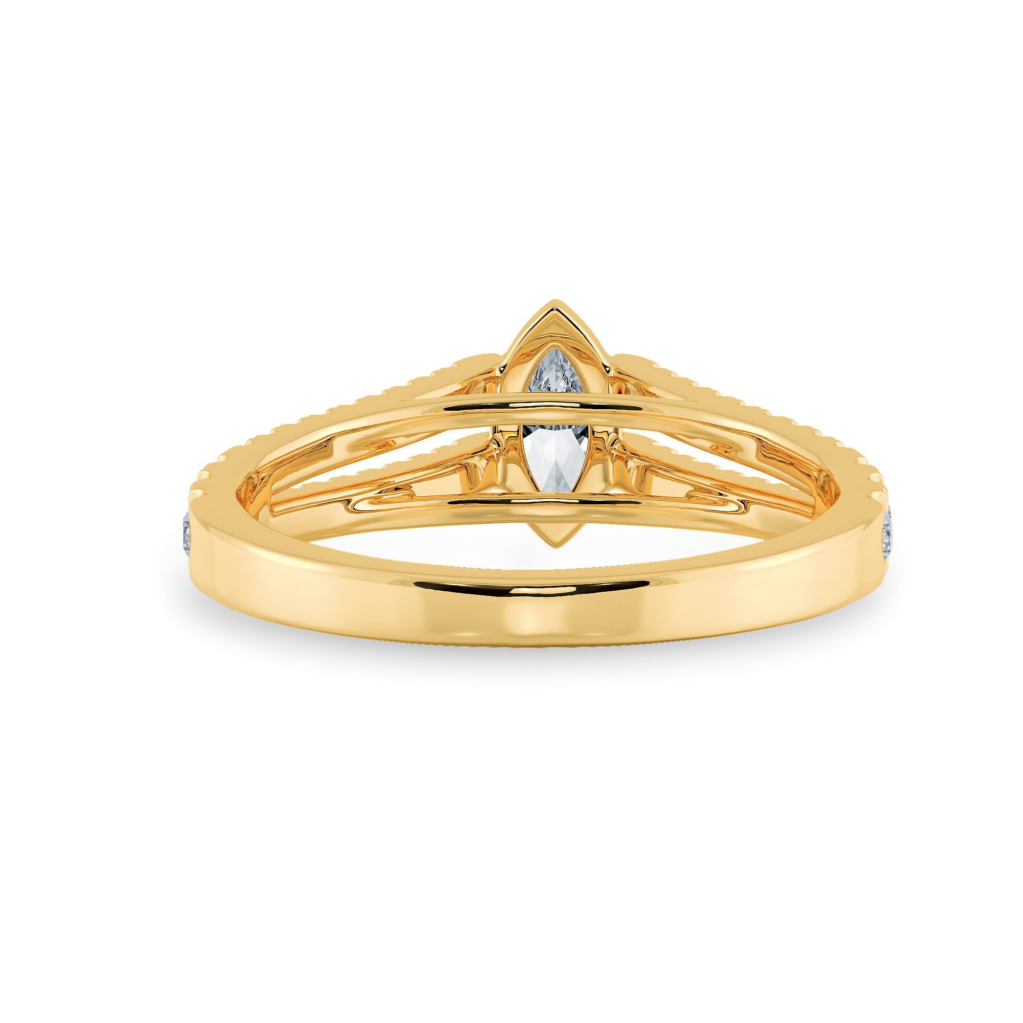 30-Pointer Marquise Cut Solitaire Diamond Split Shank 18K Yellow Gold Ring JL AU 1184Y   Jewelove.US