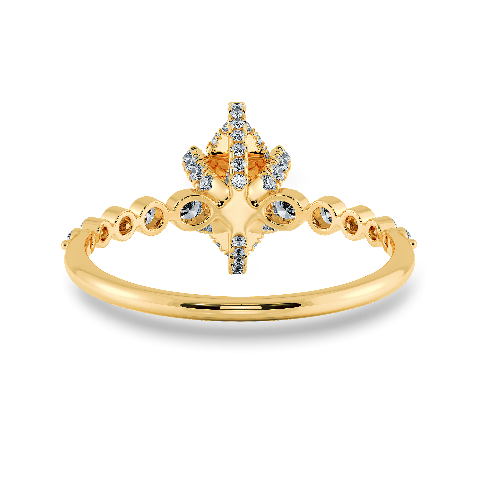 0.70ts. Marquise Cut Solitaire Halo Diamond Accents 18K Yellow Gold Ring JL AU 2010Y-B   Jewelove.US