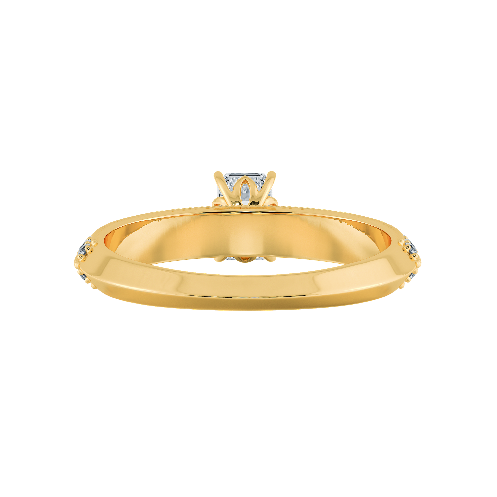 0.70cts. Emerald Cut Solitaire Diamond Split Shank 18K Yellow Gold Ring JL AU 1188Y-B   Jewelove.US