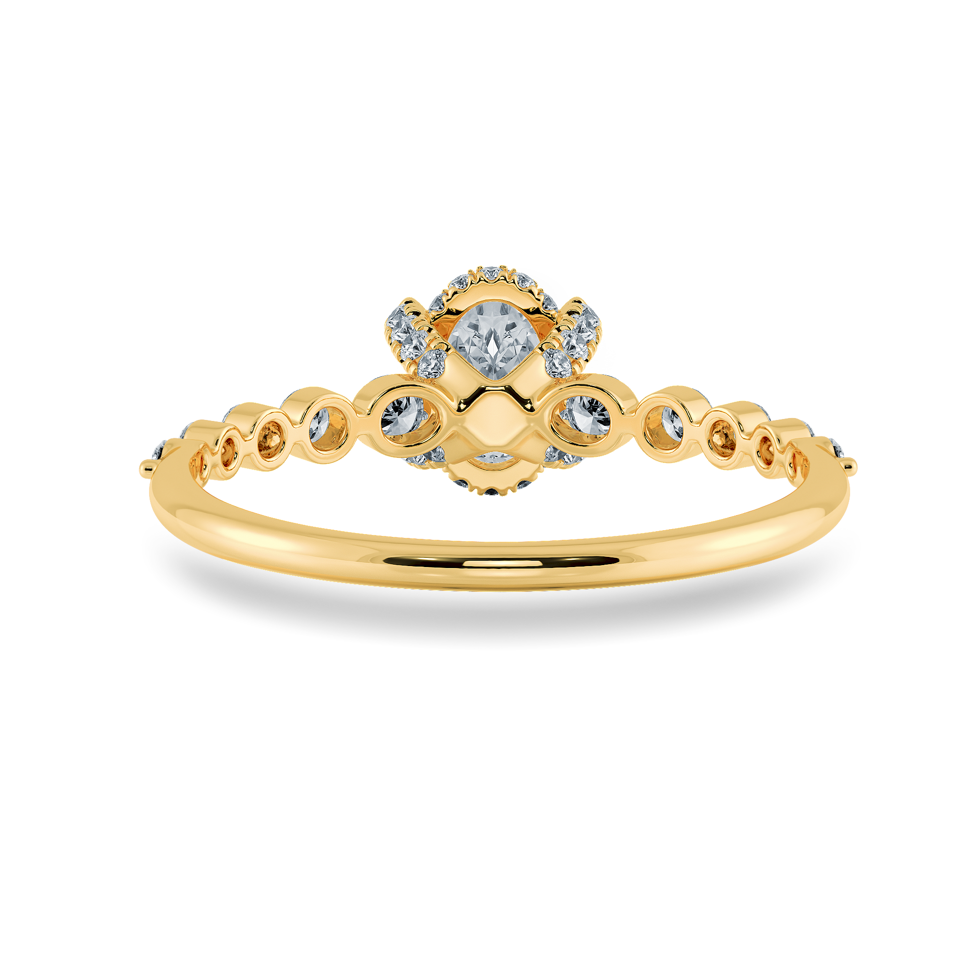 0.30cts. Oval Cut Solitaire Halo Diamond Accents 18K Yellow Gold Ring JL AU 2008Y   Jewelove.US