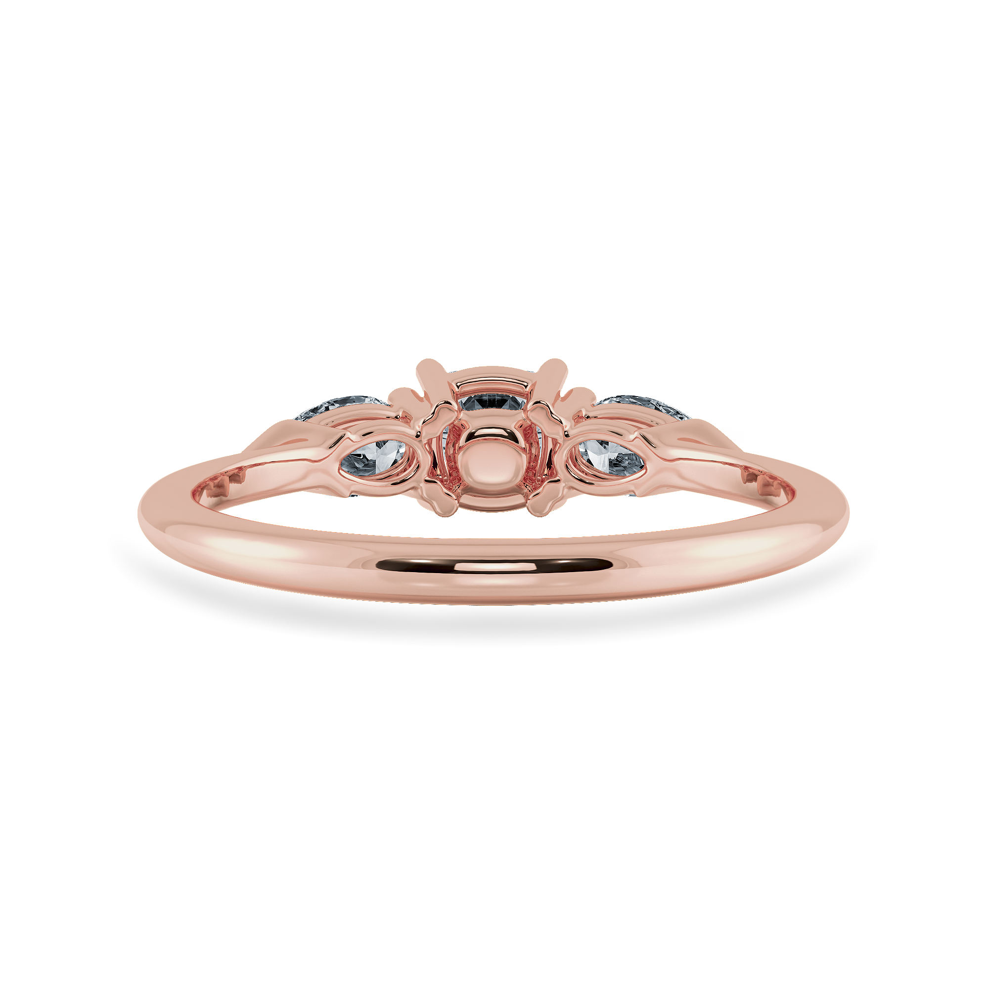 0.70cts. Cushion Cut Solitaire with Pear Cut Diamond Accents 18K Rose Gold Ring JL AU 1203R-B   Jewelove.US