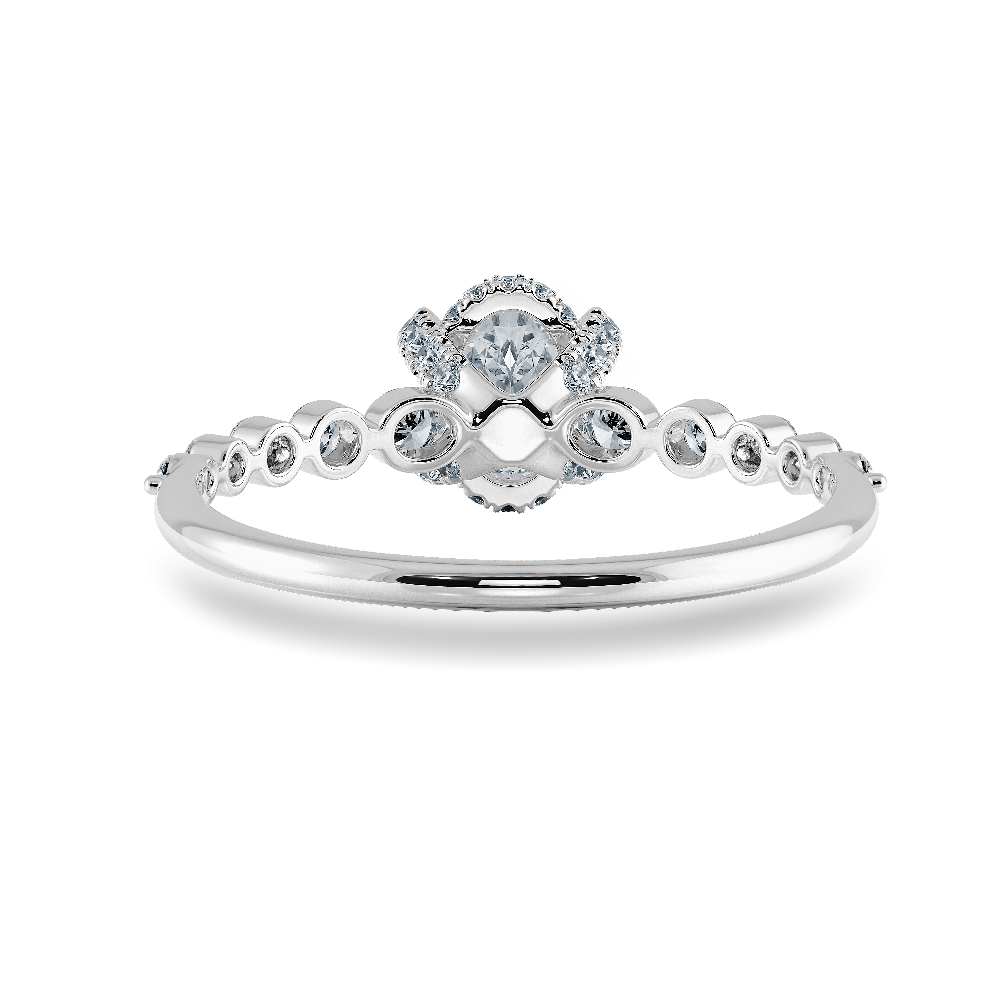 0.50cts Oval Cut Solitaire Halo Diamond Accents Platinum Ring JL PT 2008-A   Jewelove.US