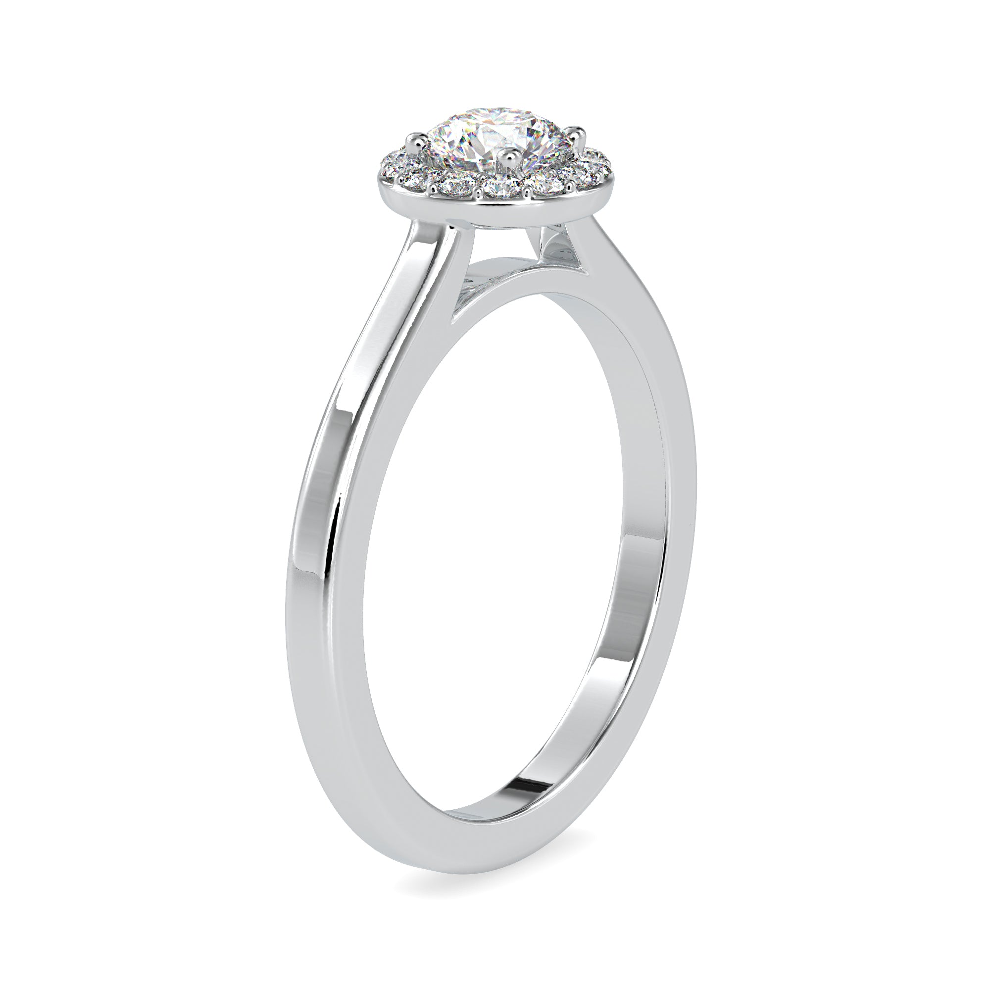 0.30cts Solitaire Single Halo Diamond Platinum Engagement Ring JL PT 0200   Jewelove.US