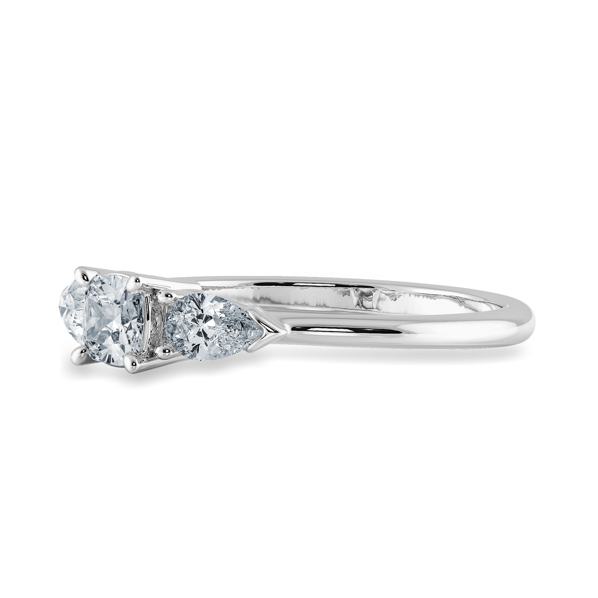 0.70cts. Cushion Cut Solitaire with Pear Cut Diamond Accents Platinum Engagement Ring JL PT 1203-B   Jewelove.US