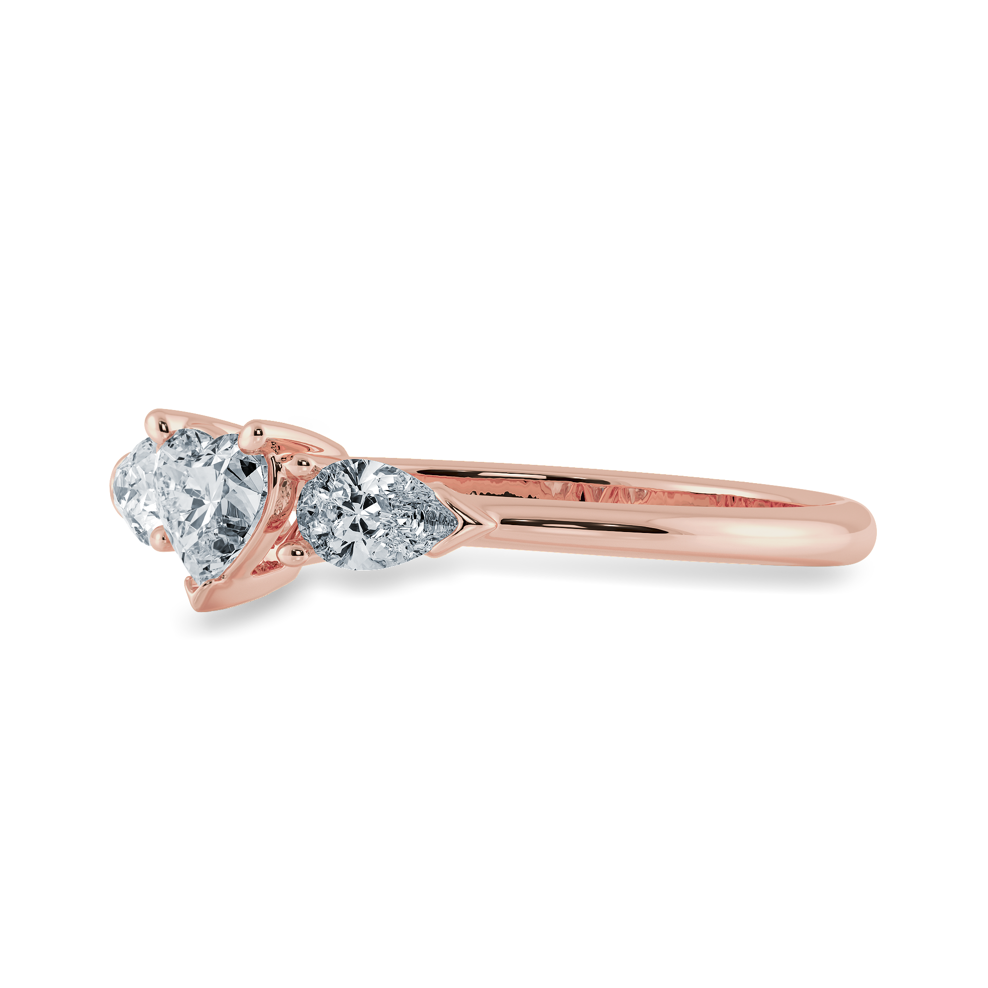 0.30cts. Heart Cut Solitaire with Pear Cut Diamond Accents 18K Rose Gold Ring JL AU 1205R   Jewelove.US