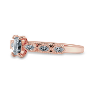 0.50cts. Emerald Cut Solitaire with Marquise Cut Diamond Shank 18K Rose Gold Ring JL AU 2015R-A   Jewelove.US