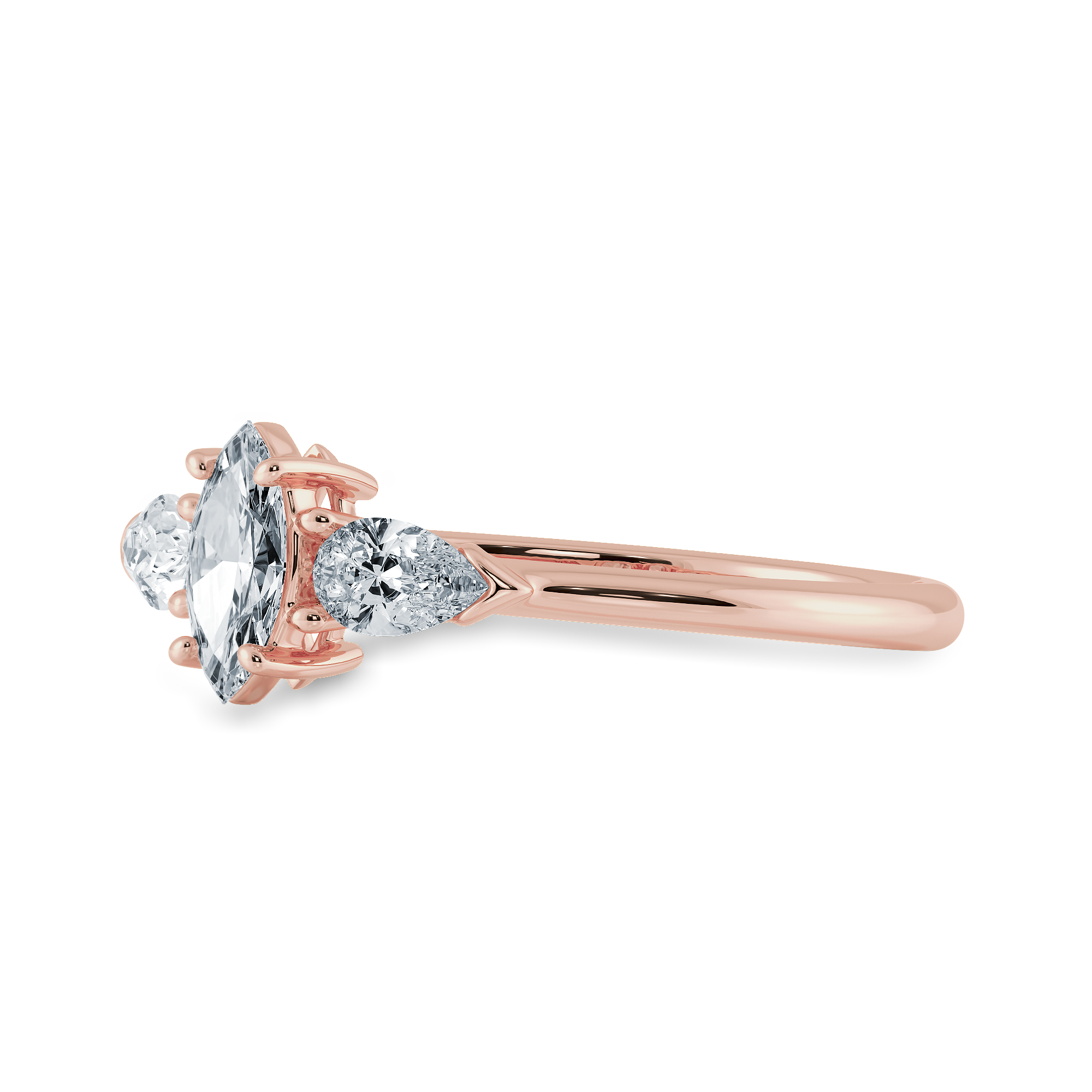 0.30cts. Marquise Cut Solitaire with Pear Cut Diamond Accents 18K Rose Gold Ring JL AU 1208R   Jewelove.US