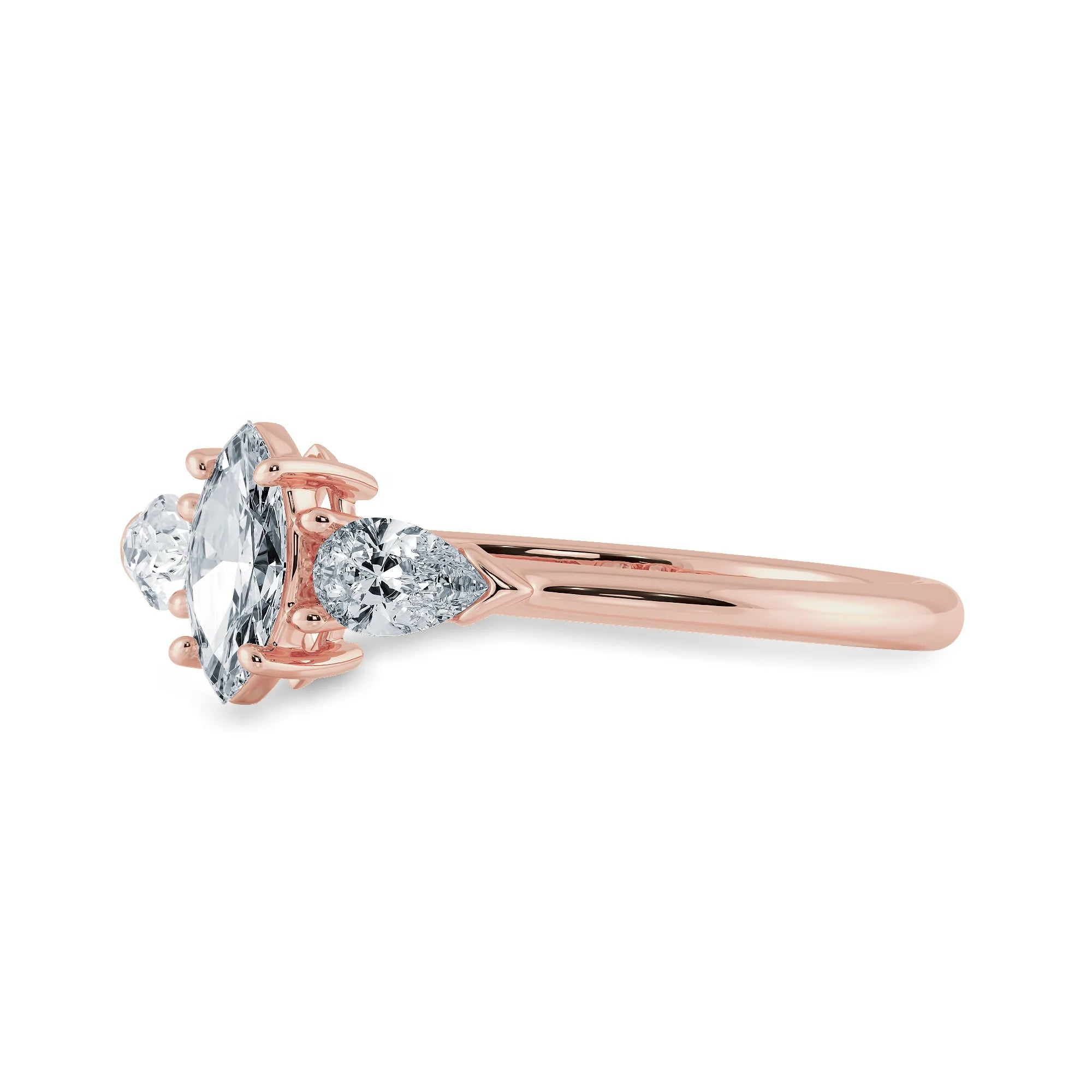 0.70cts. Marquise Cut Solitaire with Pear Cut Diamond Accents 18K Rose Gold Ring JL AU 1208R-B   Jewelove.US