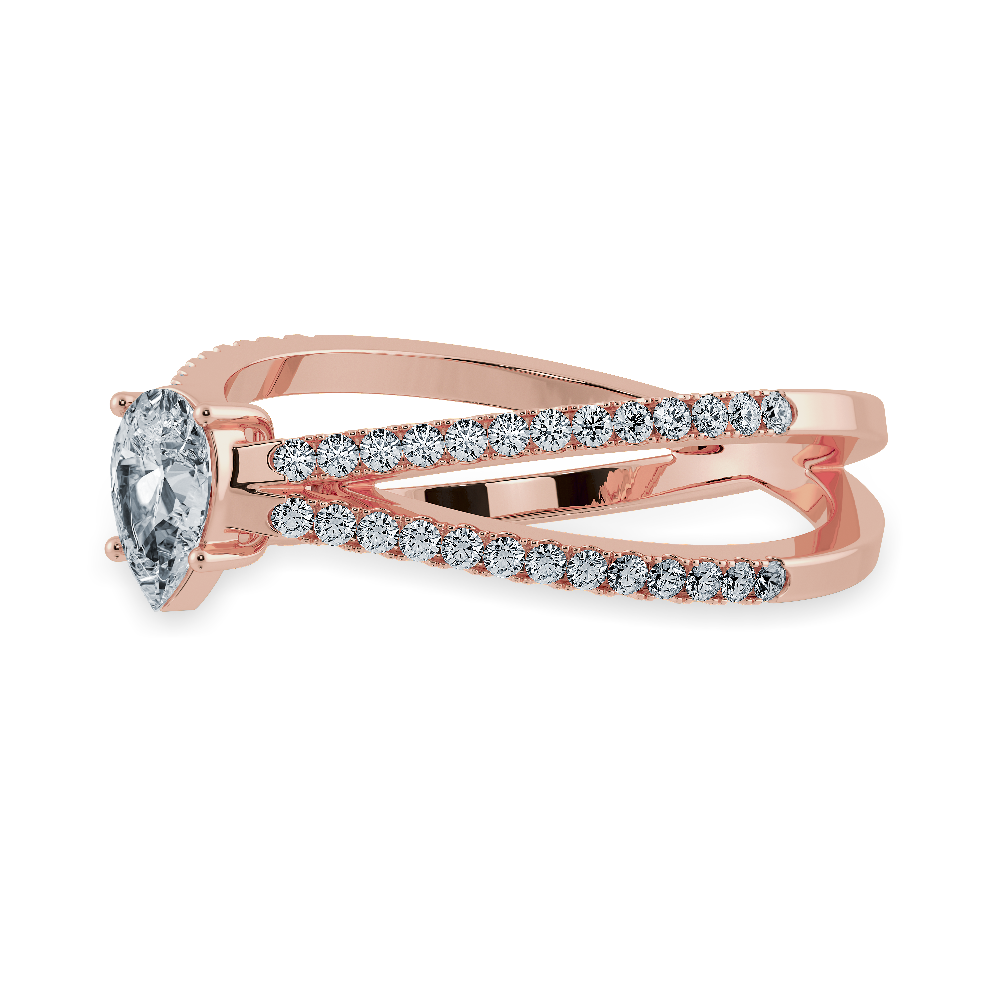 70-Pointer Pear Cut Solitaire Diamond Split Shank 18K Rose Gold Ring JL AU 1175R-B   Jewelove.US