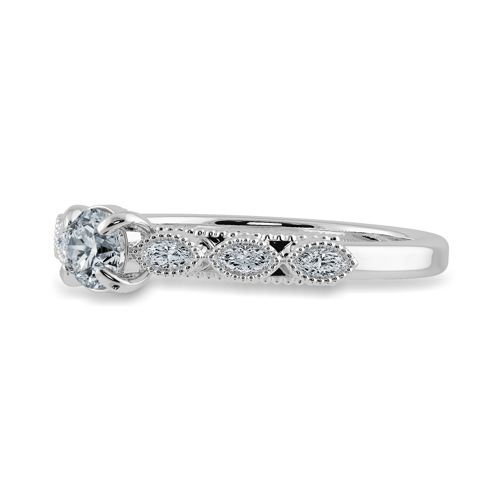 0.50cts Solitaire Platinum Ring with Marquise Cut Diamond Accents JL PT 2011-A   Jewelove.US