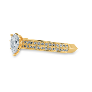 0.30ts. Pear Cut Solitaire Diamond Split Shank 18K Yellow Gold Ring JL AU 1191Y   Jewelove.US