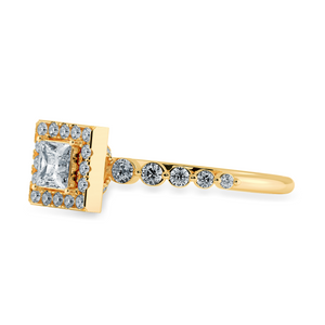 0.70cts. Princess Cut Solitaire Halo Diamond Accents 18K Yellow Gold Ring JL AU 2003Y-B   Jewelove.US