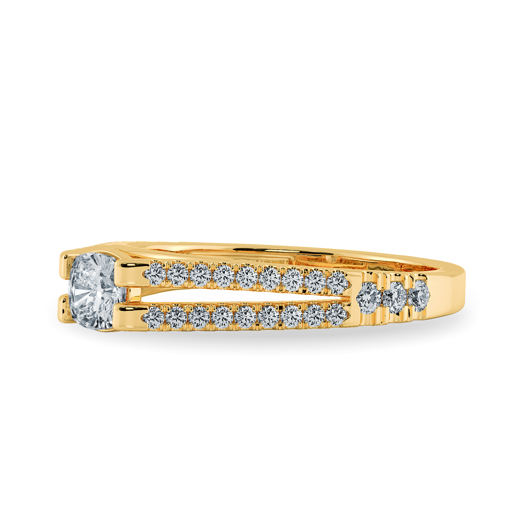 0.50cts. Cushion Cut Solitaire Diamond Split Shank 18K Yellow Gold Ring JL AU 1179Y-A   Jewelove.US