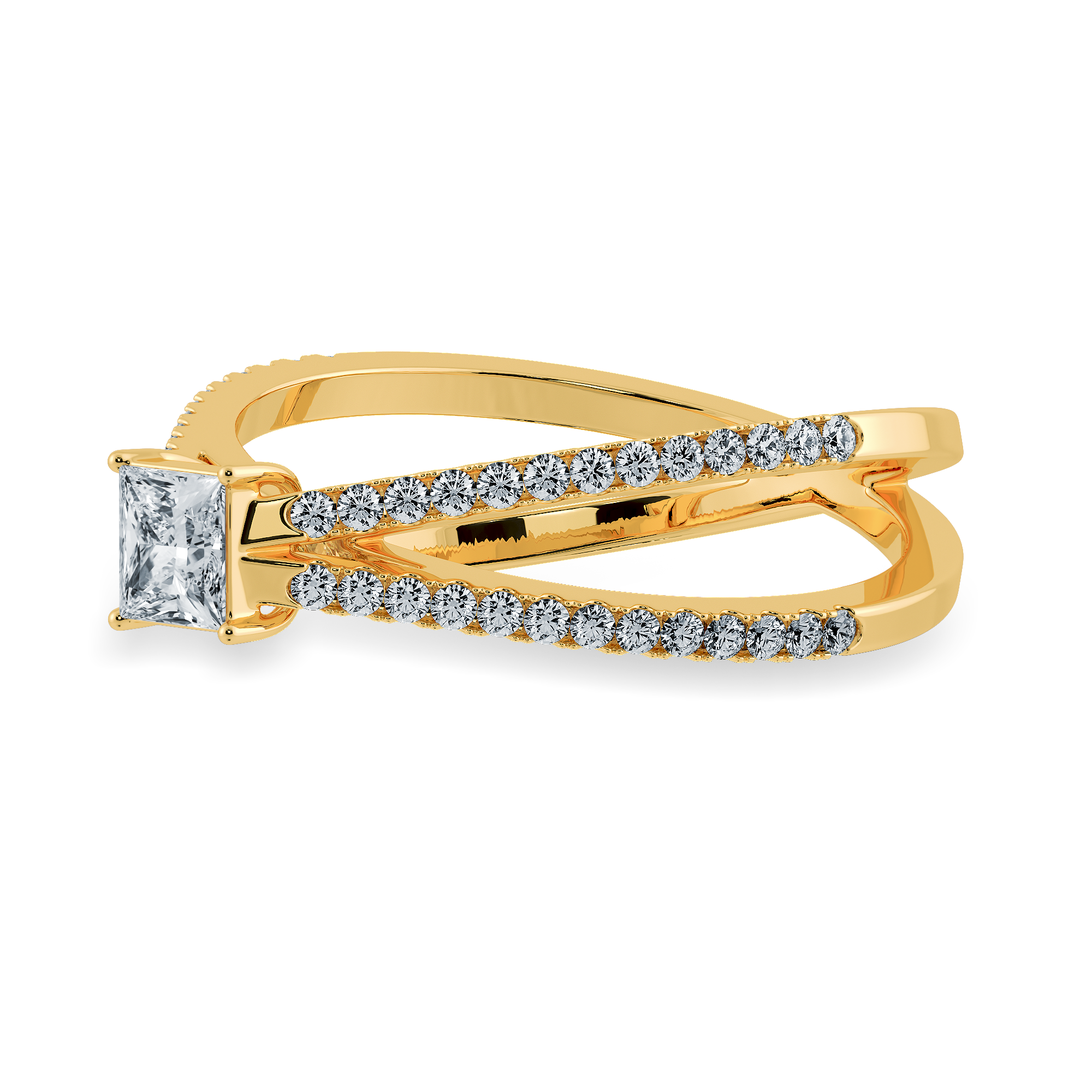 30-Pointer Princess Cut Solitaire Diamond Split Shank 18K Yellow Gold Ring JL AU 1170Y   Jewelove.US