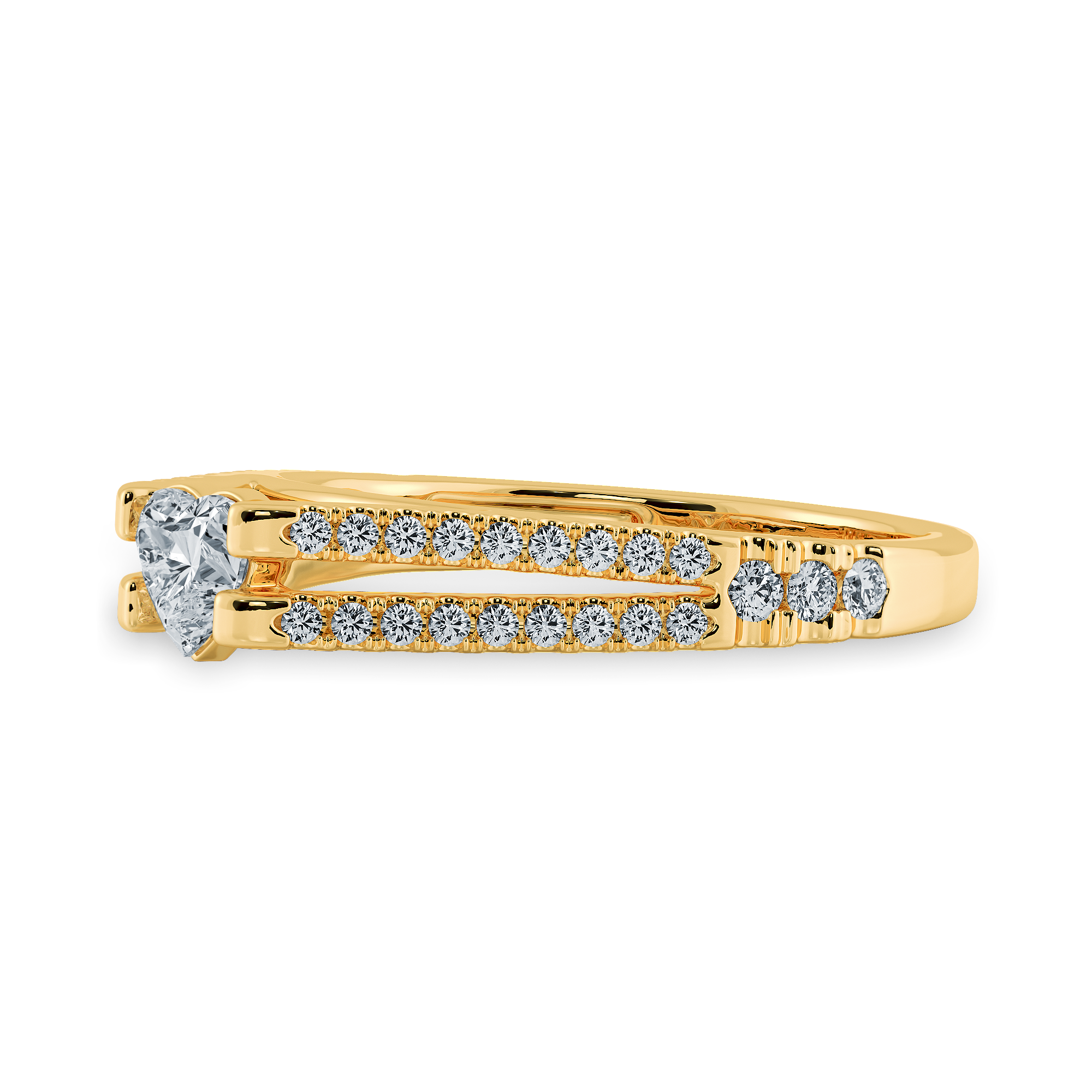 0.70cts. Heart Cut Solitaire Diamond Split Shank 18K Yellow Gold Ring JL AU 1181Y-B   Jewelove.US