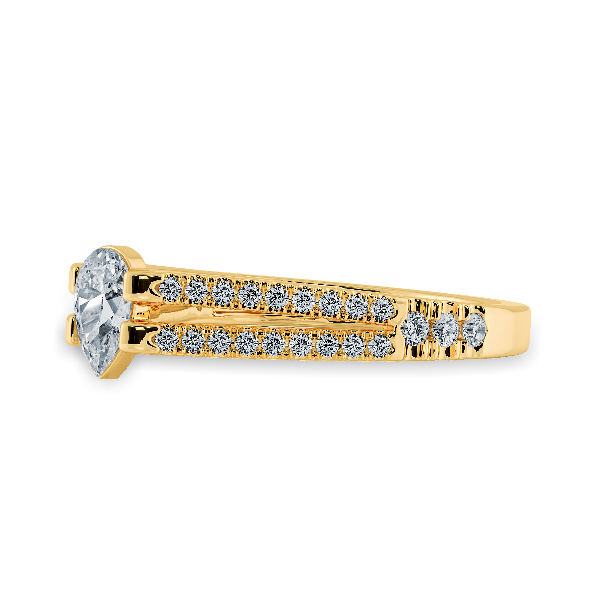 0.50ts. Pear Cut Solitaire Diamond Split Shank 18K Yellow Gold Ring JL AU 1183Y-A   Jewelove.US