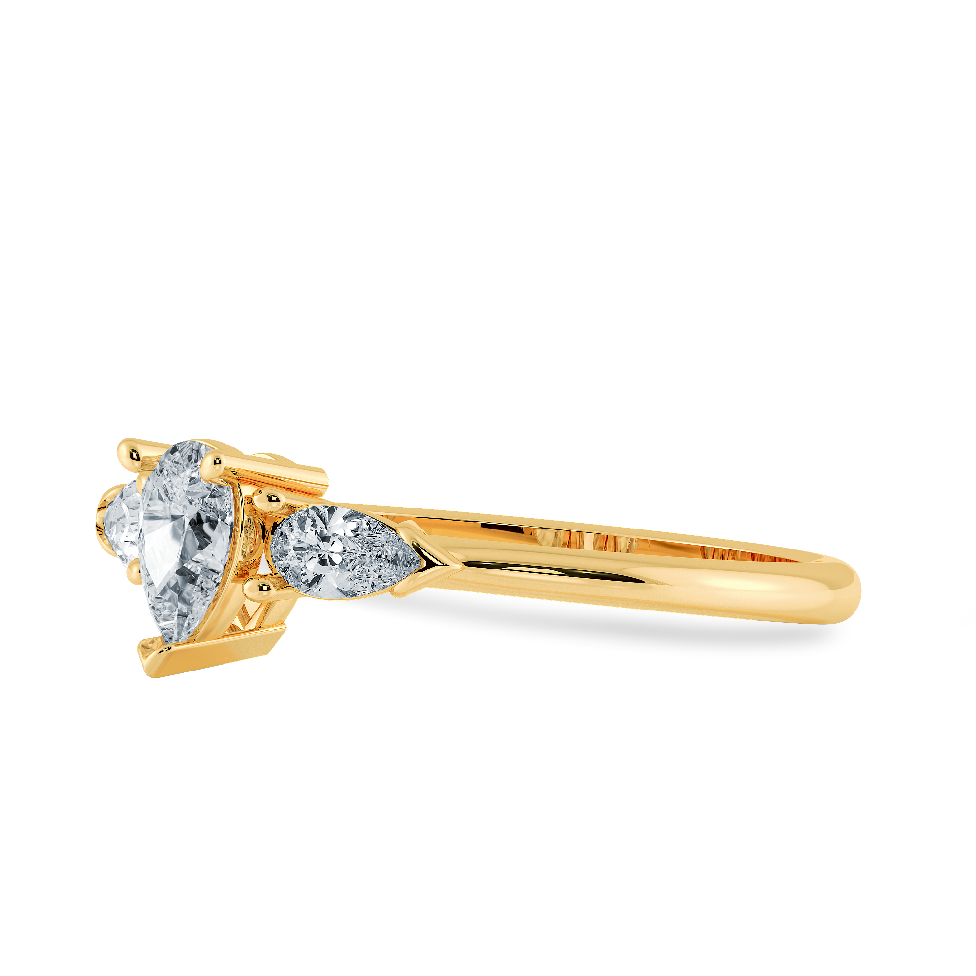 0.70cts. Pear Cut Solitaire Diamond Accents 18K Yellow Gold Ring JL AU 1207Y-B   Jewelove.US