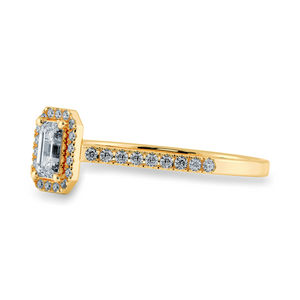 0.70cts. Emerald Cut Solitaire Halo Diamond Shank 18K Yellow Gold Ring JL AU 1197Y-B   Jewelove.US