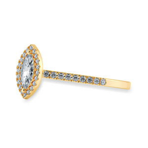 50-Pointer Marquise Cut Solitaire Halo Diamond Shank 18K Yellow Gold Ring JL AU 1201Y-A   Jewelove.US