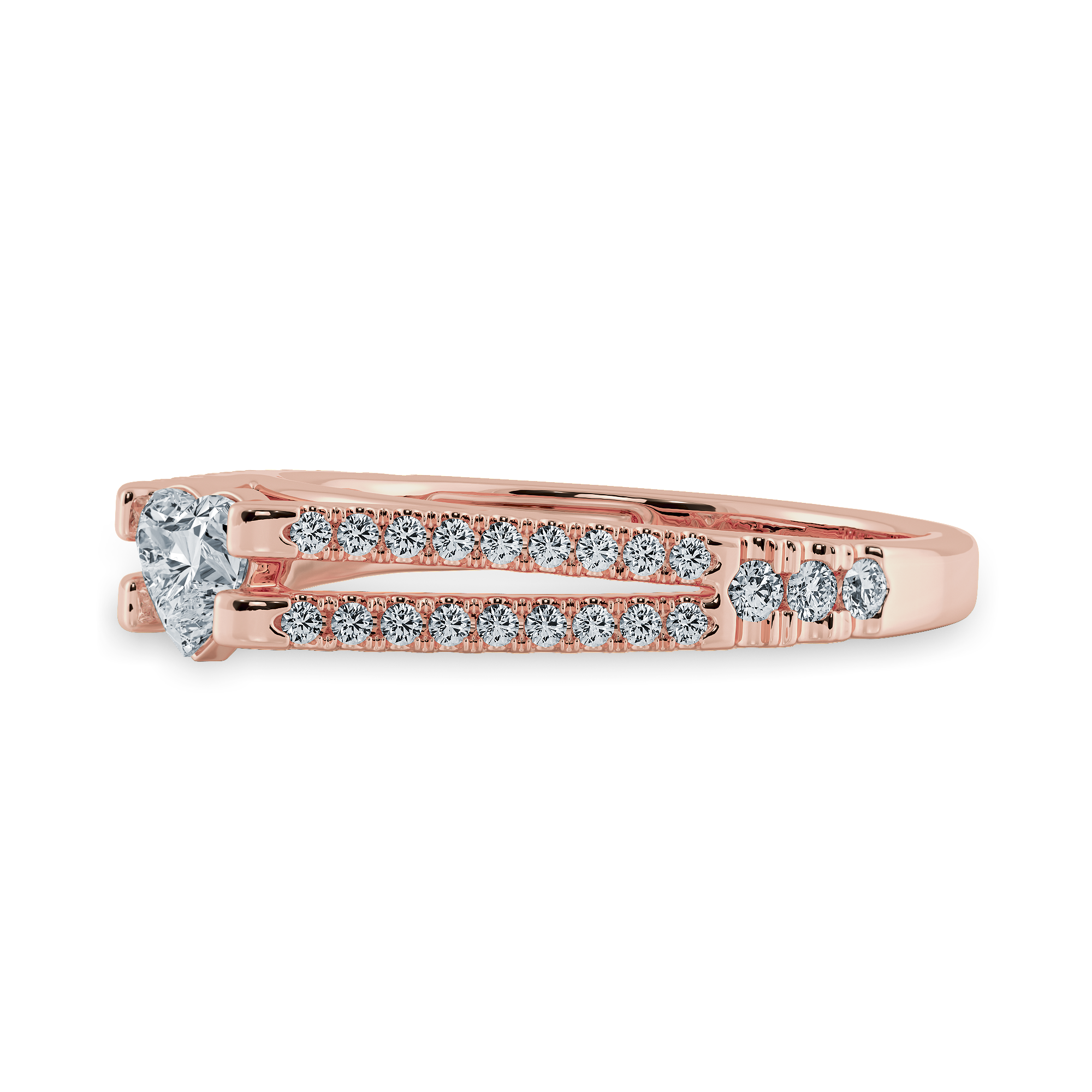 0.30cts. Heart Cut Solitaire Diamond Split Shank 18K Rose Gold Ring JL AU 1181R   Jewelove.US