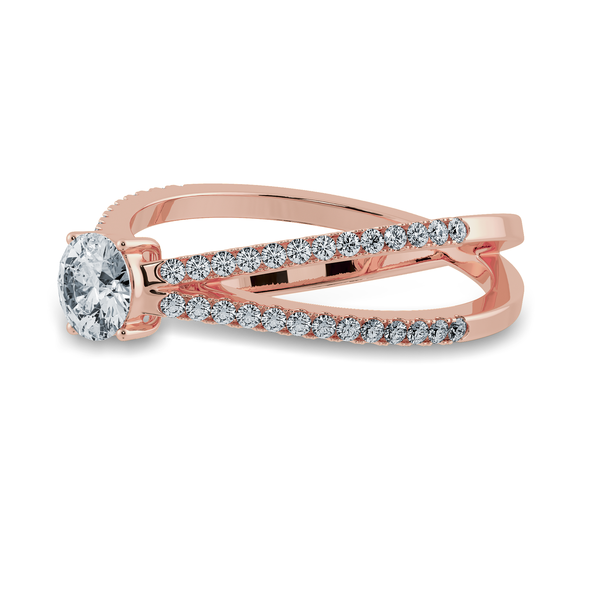 50-Pointer Solitaire Diamond Split Shank 18K Rose Gold Ring JL AU 1169R-A   Jewelove.US