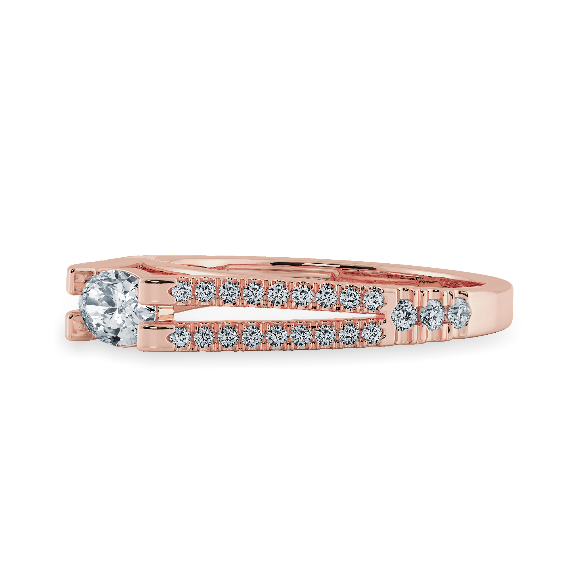 0.30cts. Oval Cut Solitaire Diamond Split Shank 18K Rose Gold Ring JL AU 1182R   Jewelove.US