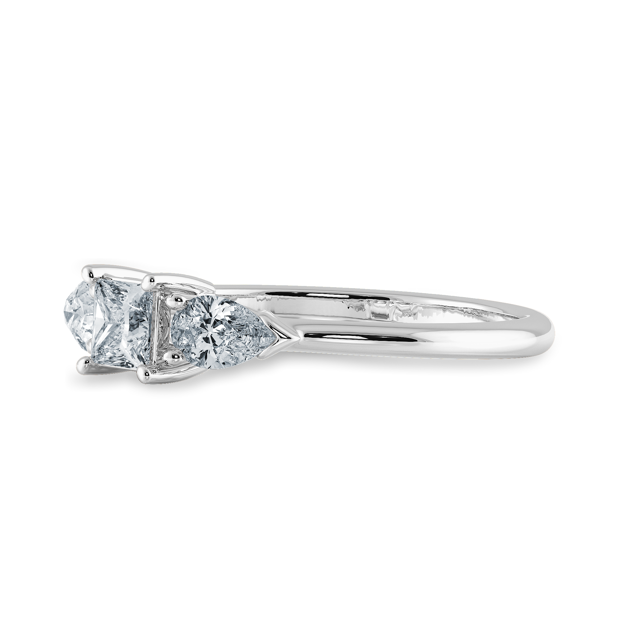 0.50cts Princess Cut Solitaire with Pear Cut Diamond Accents Shank Platinum Ring JL PT 2021-A   Jewelove.US