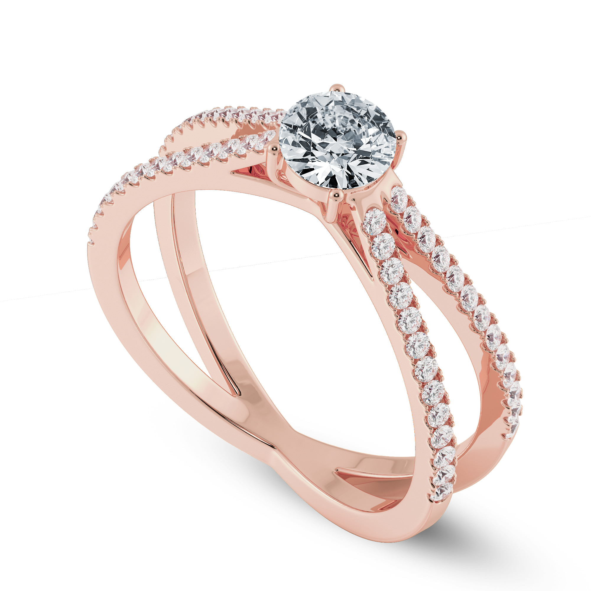 30-Pointer Solitaire Diamond Split Shank 18K Rose Gold Ring JL AU 1169R   Jewelove.US