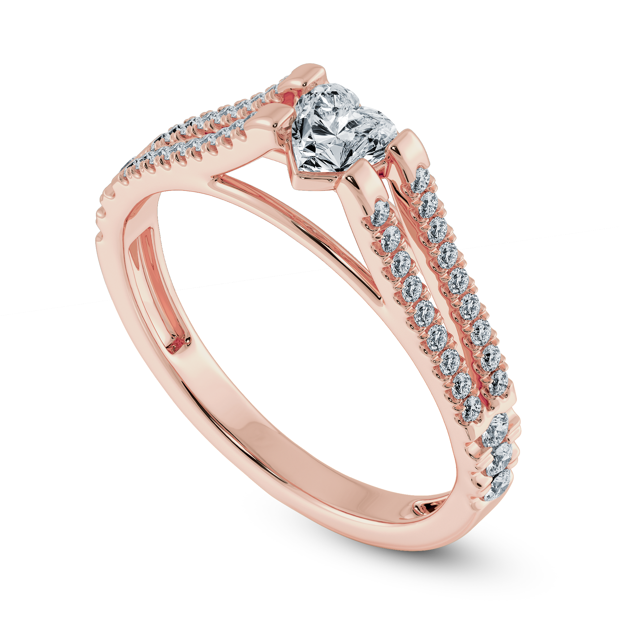 0.70cts. Heart Cut Solitaire Diamond Split Shank 18K Rose Gold Ring JL AU 1181R-B   Jewelove.US