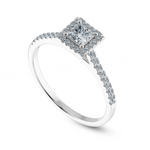 Load image into Gallery viewer, 0.50cts Princess Cut Solitaire Diamond Square Halo Shank Platinum Ring JL PT 1194-A   Jewelove.US
