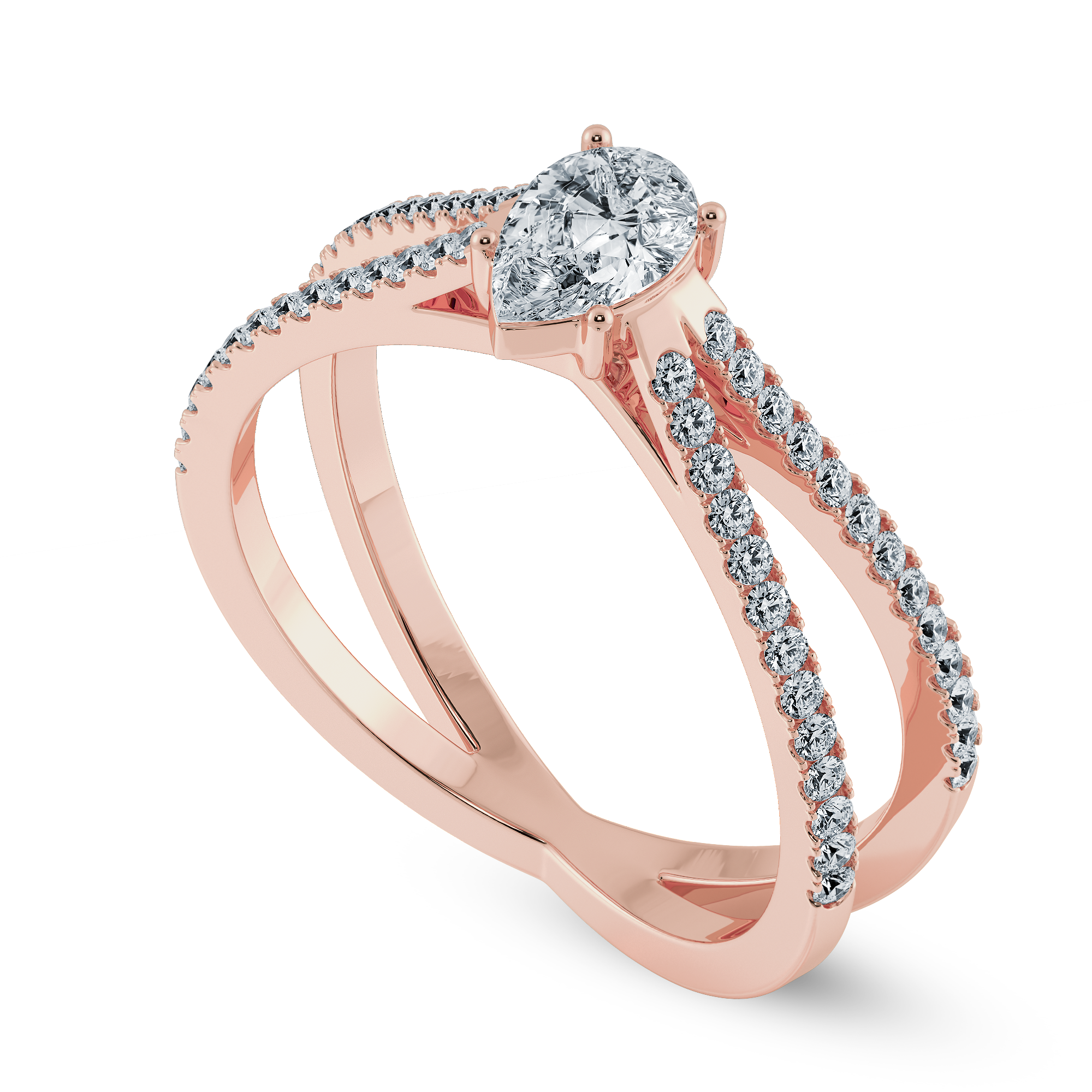 70-Pointer Pear Cut Solitaire Diamond Split Shank 18K Rose Gold Ring JL AU 1175R-B   Jewelove.US