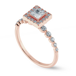 Load image into Gallery viewer, 0.70cts. Princess Cut Solitaire Halo Diamond Accents 18K Rose Gold Ring JL AU 2003R-B   Jewelove.US
