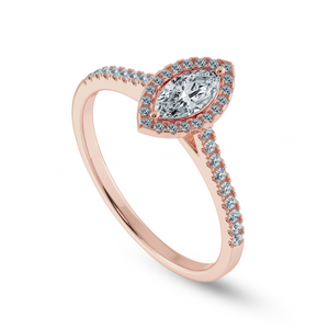 0.30cts. Marquise Cut Solitaire Halo Diamond Shank 18K Rose Gold Ring JL AU 1201R   Jewelove.US