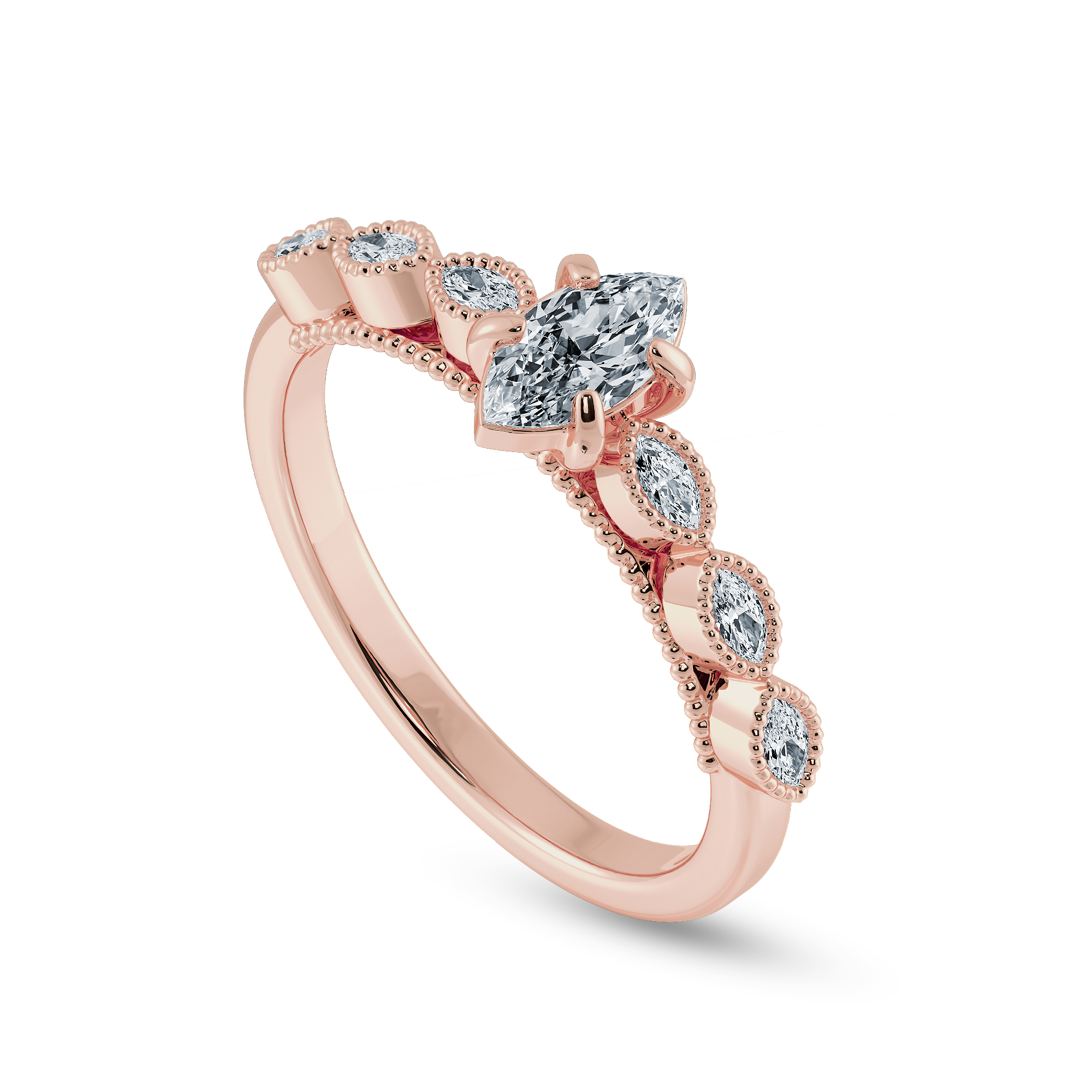 0.30cts. Marquise Cut Solitaire Diamond Accents 18K Rose Gold Ring JL AU 2019R   Jewelove.US