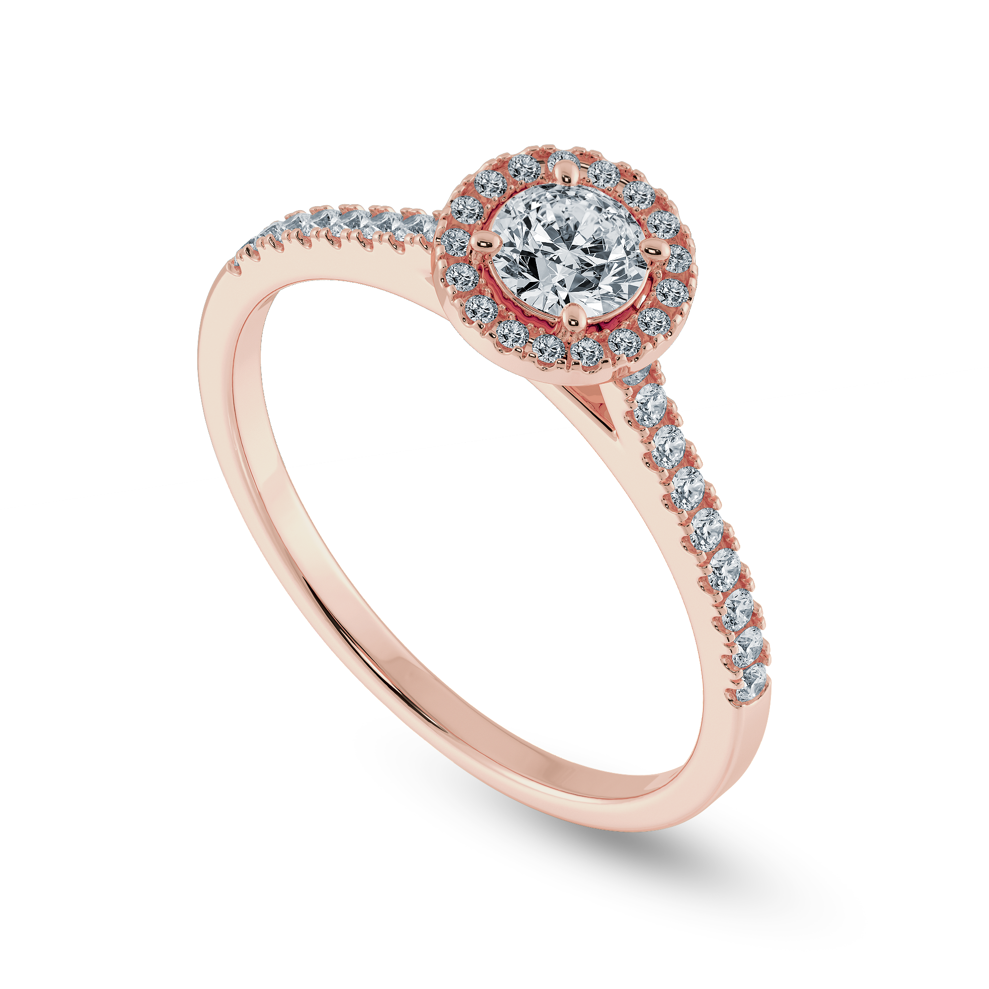 0.70cts. Solitaire Diamond Halo Shank 18K Rose Gold Ring JL AU 1193R-B   Jewelove.US