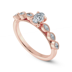 0.70cts. Oval Cut Solitaire with Marquise Cut Diamond Accents 18K Rose Gold Ring JL AU 2017R-B   Jewelove.US