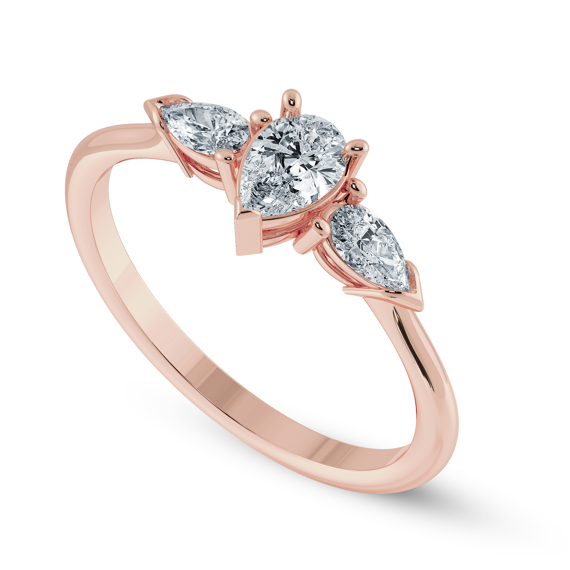 0.30cts. Pear Cut Solitaire Diamond Accents 18K Rose Gold Ring JL AU 1207R   Jewelove.US