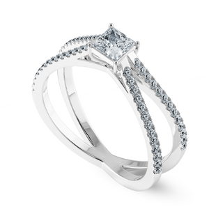 50-Pointer Princess Cut Solitaire Diamond Split Shank Platinum Ring JL PT 1170-A   Jewelove.US