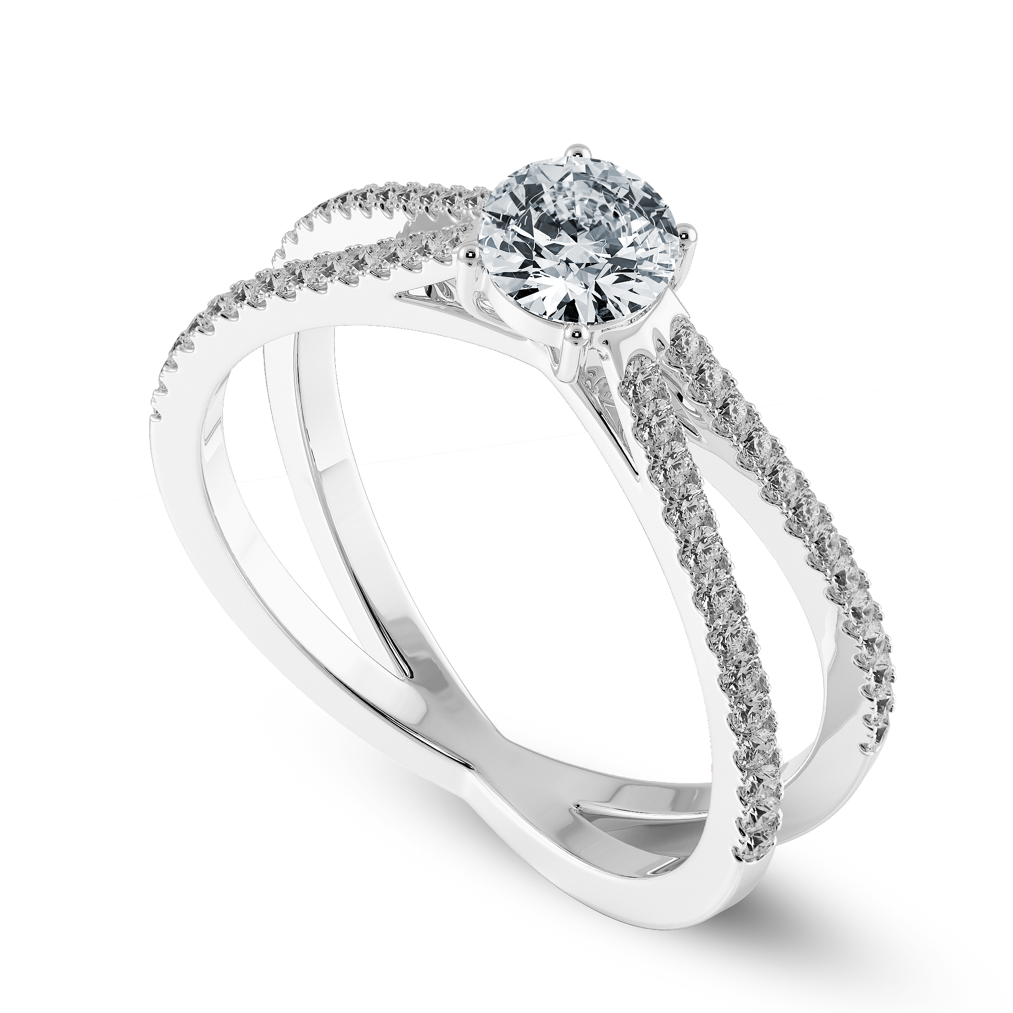 50-Pointer Solitaire Diamond Split Shank Platinum Ring JL PT 1169-A   Jewelove.US