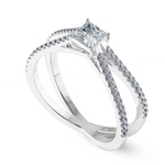 Load image into Gallery viewer, 0.70cts Princess Cut Solitaire Diamond Split Shank Platinum Ring JL PT 1170-B   Jewelove.US
