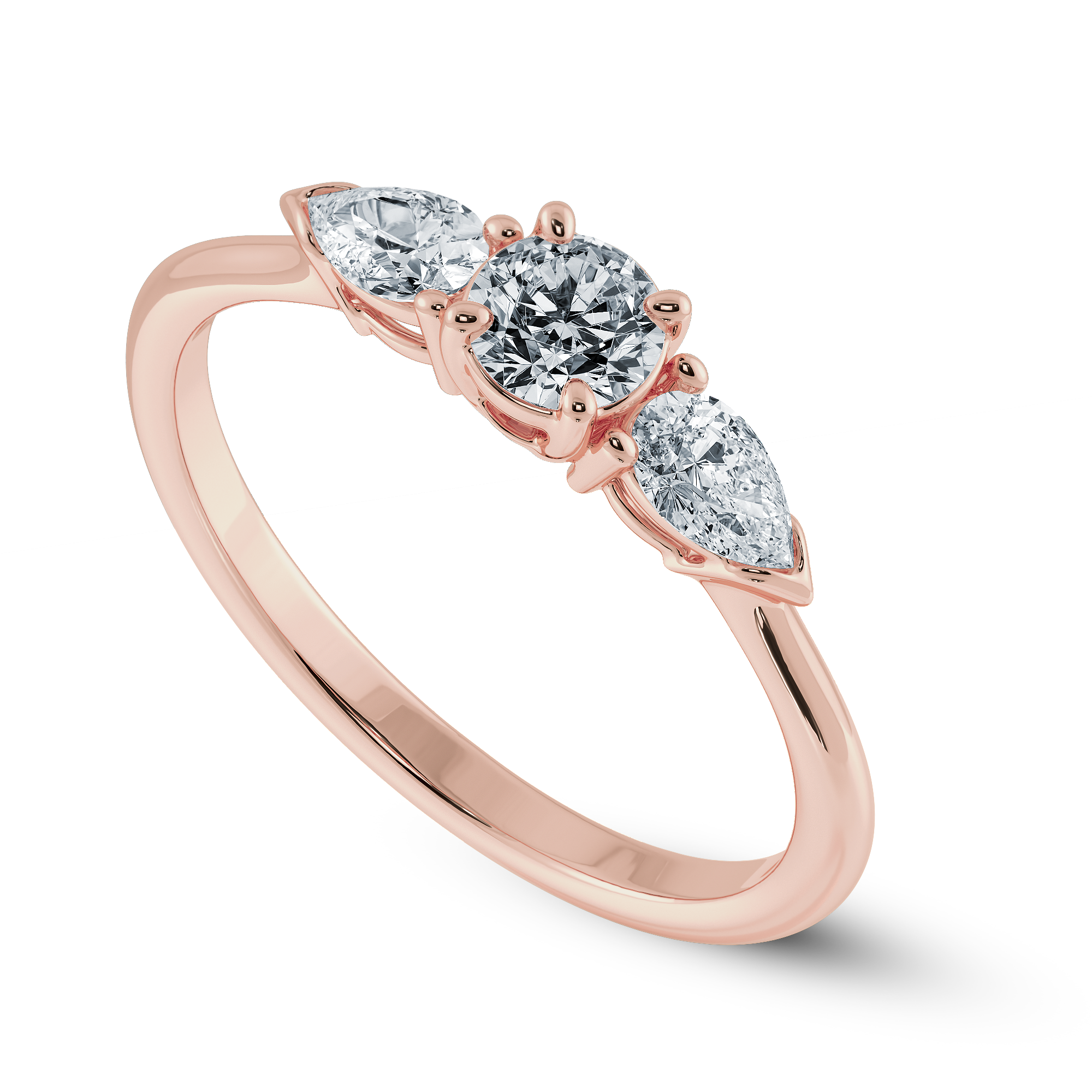 0.50cts. Solitaire with Pear Cut Diamond Accents 18K Rose Gold Ring JL AU 2020R-A   Jewelove.US