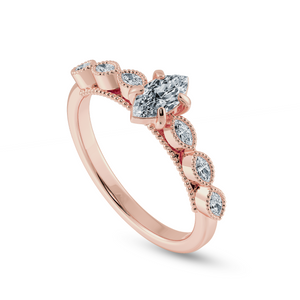 0.70cts. Marquise Cut Solitaire Diamond Accents 18K Rose Gold Ring JL AU 2019R-B   Jewelove.US