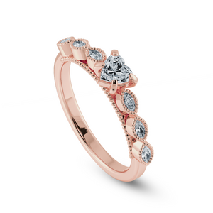 0.30cts. Heart Cut Solitaire with Marquise Cut Diamond Accents 18K Rose Gold Ring JL AU 2016R   Jewelove.US