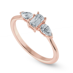 0.70cts. Emerald Cut Solitaire with Pear Cut Diamond Accents 18K Rose Gold Solitaire Ring JL AU 1204R-B   Jewelove.US