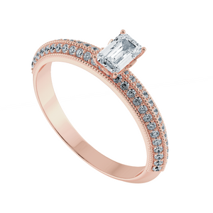 0.50cts. Emerald Cut Solitaire Diamond Split Shank 18K Rose Gold Ring JL AU 1188R-A   Jewelove.US